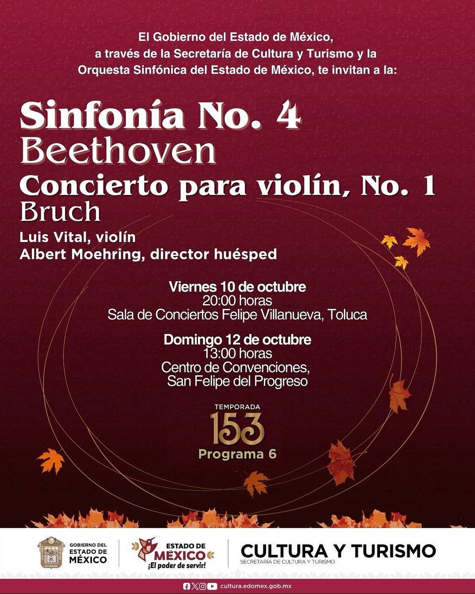 OSEMoficial's tweet photo. Este fin de semana damos la bienvenida al director huésped, Albert Moehring , y a nuestro compañero, Luis Vital, violinista, como solista.
En el #Programa6 presentaremos dos imperdibles conciertos en Toluca y San Felipe del Progreso.
¡Las y los esperamos!
#ElPoderDeServir https://t.co/apqqkCjDJW