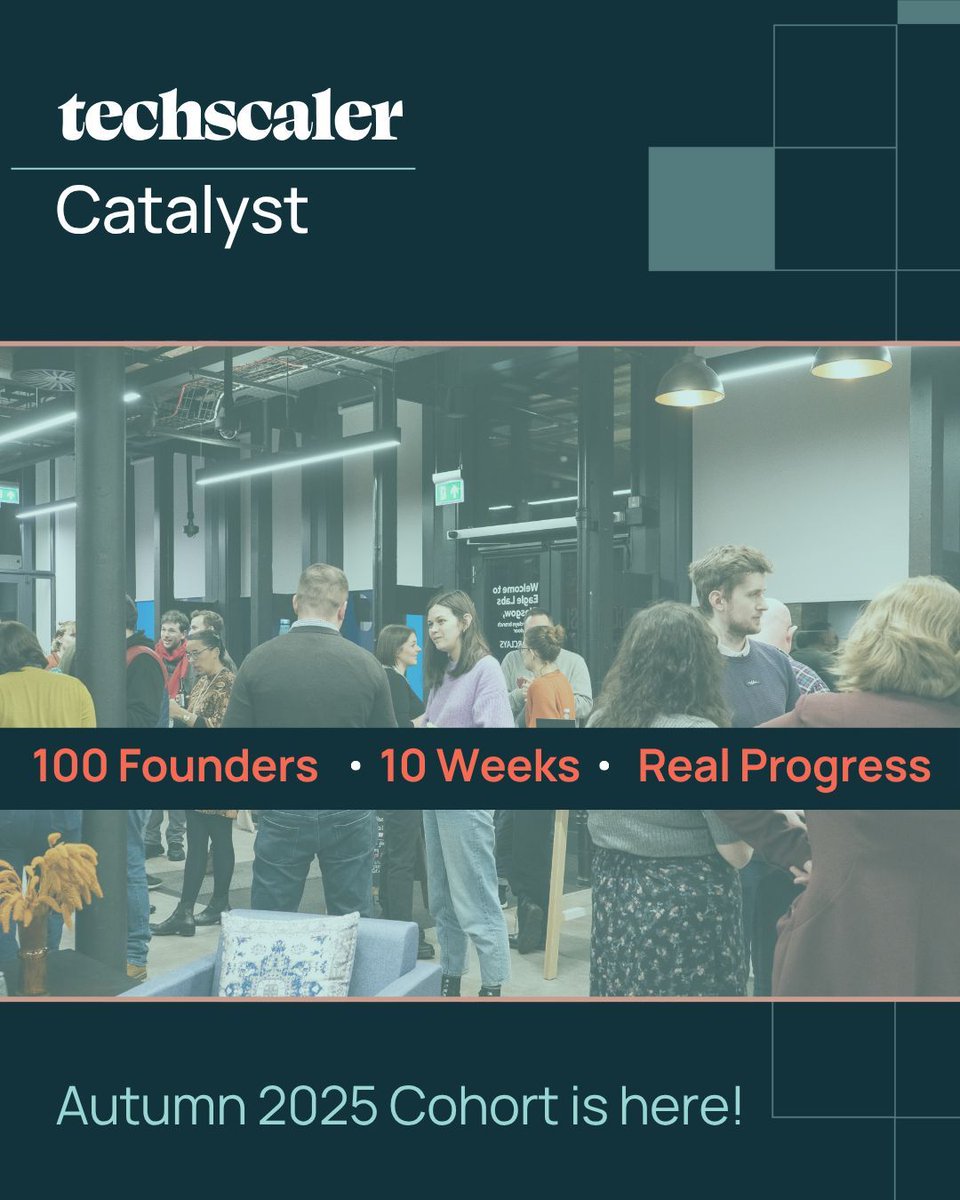 CodeBaseTech's tweet image. 100 founders are joining Techscaler by CodeBase’s Catalyst accelerator (2 Oct–4 Dec).
With workshops, mentorship, and community, Catalyst helps refine ideas, validate markets, and prepare startups for growth.
Learn more: techscaler.co.uk/education/tech…