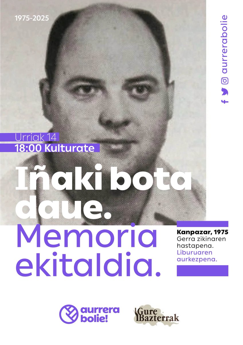 _aurrerabolie's tweet photo. 🌹 Iñaki Etxabe | 50. urteurrena 

50 urte bete dira talde parapolizial batek Iñaki Etxabe arrasatearra Kanpazarren tiroz erail zuenetik. 
 
☘️ Memoria ekitaldia
📚 “Iñaki bota daue” liburuaren aurkezpena
📆 Urriak 14
📌 Arrasate

Justizia, memoria osoa lantzetik hasten da. https://t.co/sHMTtrqSZV
