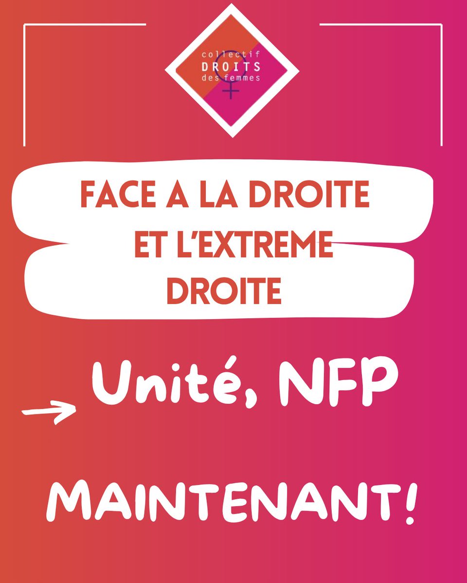 coldroitsfemmes's tweet photo. Pour ne pas se retrouver avec un gouvernement Bardella, il faut l'unité, il faut le NFP. https://t.co/kc65VaGGl7