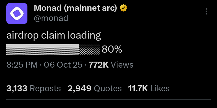 HasibulHasanM2's tweet image. WHAT ?  I&apos;m i dreaming ?
Only 20% Left to claim airdrop?
51% to 80% in 4 day&apos;s. That&apos;s mean 100% will be complete in 2/3 day&apos;s? 
@monad