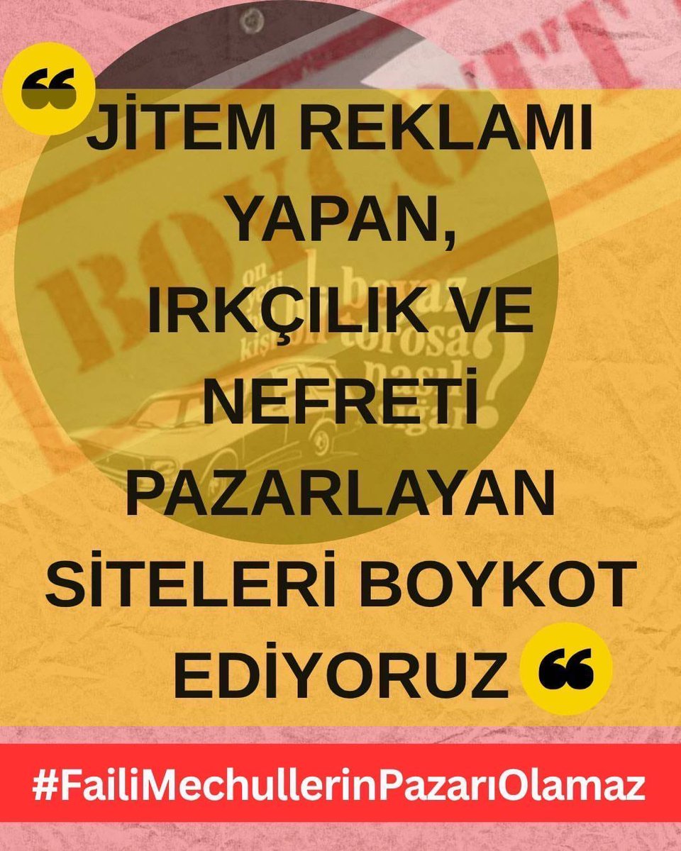 AbdullahZeydan's tweet photo. Trendyol, Hepsi Burada ve diğer tüm tüccarlar bu kanlı ve kirli tarihle yüzleşsin; cinayeti, faili meçhulleri, karanlığı pazarlamasın! Bu zihniyeti teşhir ediyoruz.Uyarıyoruz.

Beyaz Toros bir giysi, aksesuar değil; faili meçhul cinayetlerin simgesidir. Bu sembolle tişört satmak, mağdurların acısını ticarileştirmektir. 

Hakikatle yüzleşerek, acılara saygı duyarak ve katliamcı zihniyeti kınıyarak barışabiliriz.
#FailiMeçhullerinPazarıOlmaz