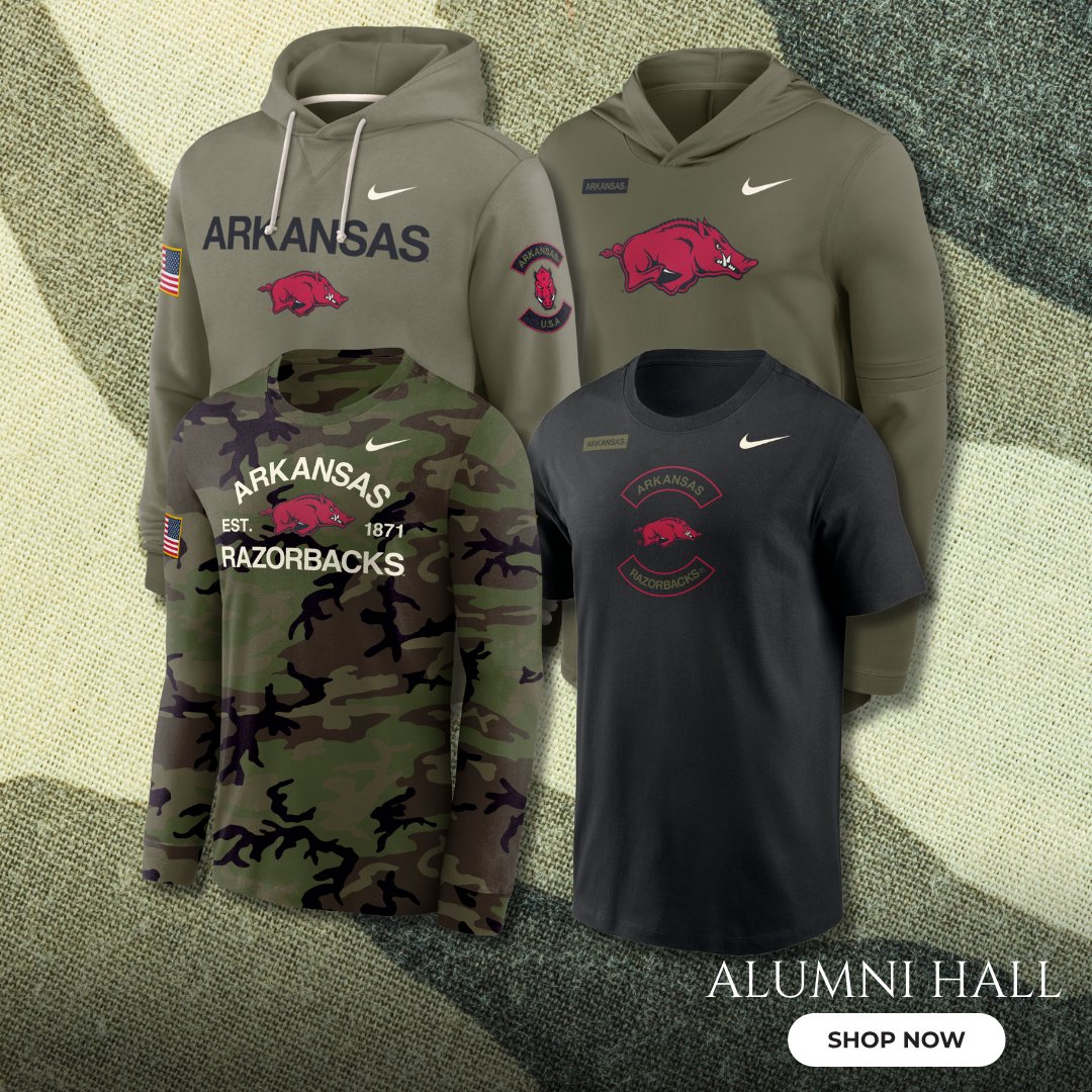 Show your support for Arkansas and the Armed Forces with our NEW Nike Military Collection 🇺🇸
alumnihall.com/all-products/b…