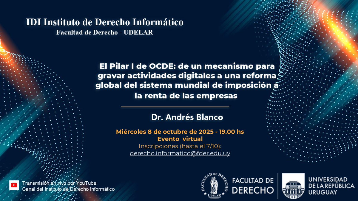5ª Sesión Académica del Instituto de Derecho Informático
🗓️Miércoles 8 de octubre - 19:00 hs