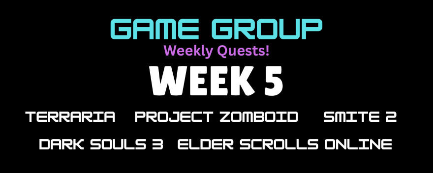 GameGroupDisc's tweet photo. Back again for another set of weekly challenges, join the discord and complete these challenges for chances at Steam Giftcards! This weeks games are #terraria #projectzomboid #ElderScrollsOnline #DarkSouls3 #Smite2 ! Join with the link below for more info

https://t.co/wLlNvw61wi https://t.co/gPap3wlzaV