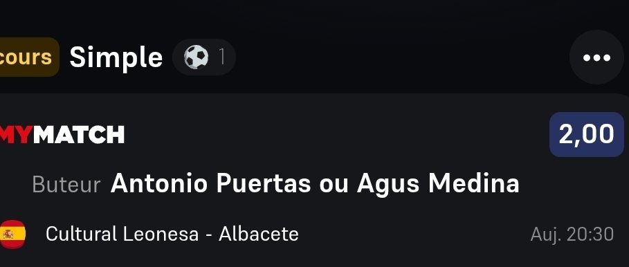 BetSunzy's tweet photo. On continue 👀

Albacete 📍20h30 ⏰️

2.00 double chance 
3.75 Morcillo buteur en fun ⚠️

Morcillo tireur de péno 

FAV ❤️ si tu suis #TeamParieur https://t.co/qxUbzChCJU