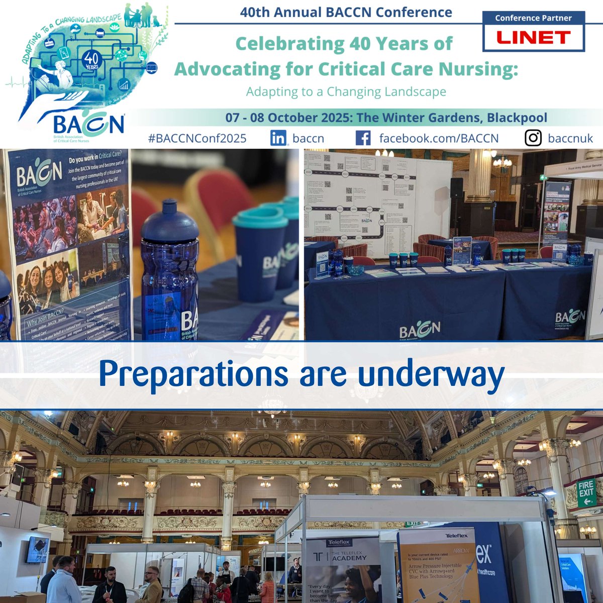 Preparations are underway for BACCN 2025!🎉

We are welcoming delegates to our welcome drinks reception, and excited to celebrate four decades of critical care nursing excellence over the next 2 days.

#BACCNConf2025 #CriticalCare #NursingConference