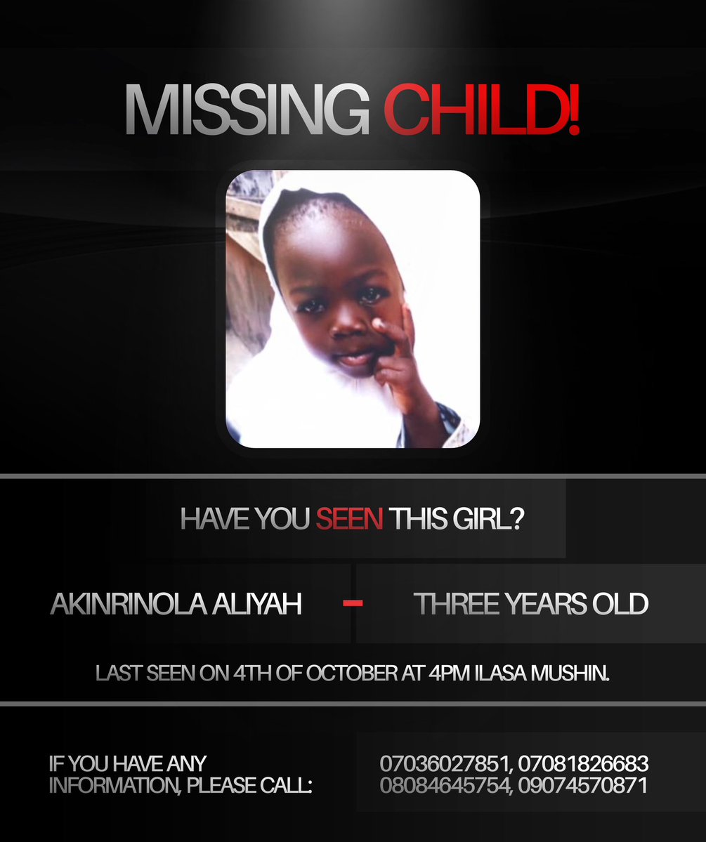 Hamxxa_'s tweet image. MY 3-YEAR-OLD NIECE IS MISSING IN MUSHIN! 💔

PLEASE, if you’ve seen her or know ANYTHING, DM me, call police/family numbers attached on the flyer.
PLEASE RETWEET this post, help us bring our baby girl home. 🙏🏽🙏🏽🙏🏽
