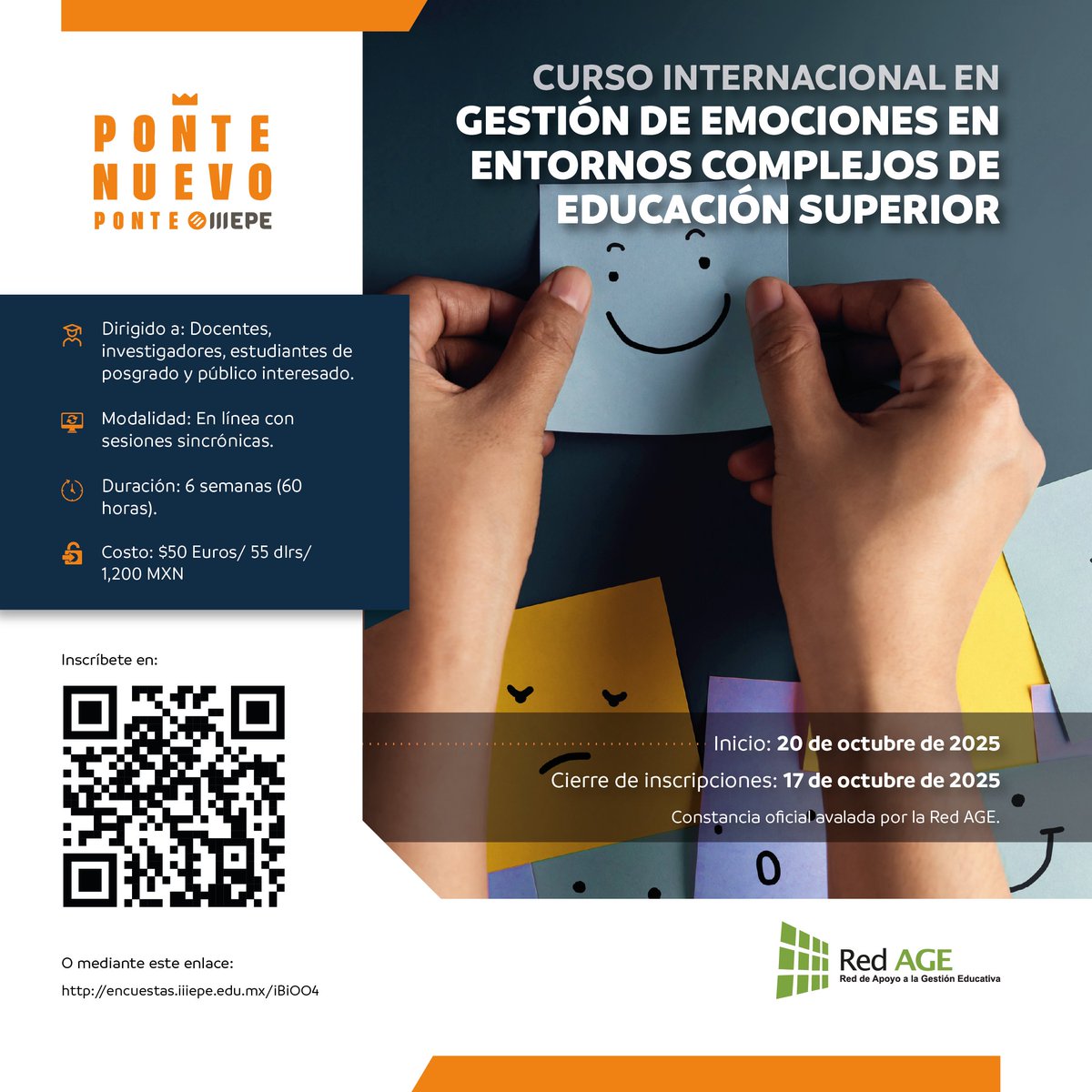 iiiepe's tweet photo. 🌍✨ La gestión de las emociones es clave en la Educación Superior.
📚Curso Internacional: Gestión de Emociones en Entornos Complejos
🗓Inicio: 20 oct. 2025
💻En línea | 6 semanas
🔗Inscríbete: https://t.co/uPESow26e5
#GestiónDeEmociones #EducaciónSuperior #IIIEPE #RedAGE https://t.co/XOZ52c2znl