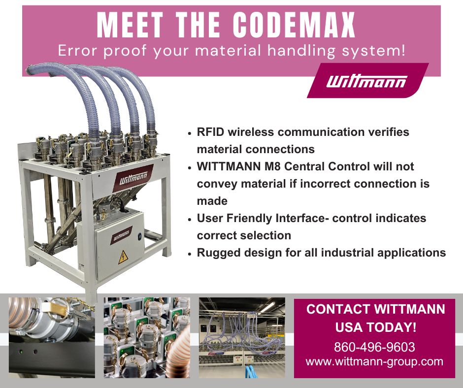 🚀 Meet CodeMax – your go-to for precise, reliable dosing in plastics processing.
✅ Simple operation
✅ Consistent accuracy
✅ Built to last
Cut waste and boost efficiency with CodeMax.
🎥 Learn more: youtu.be/wNWsG0zGZDI?si…
#itsallwittmann #wittmannusa