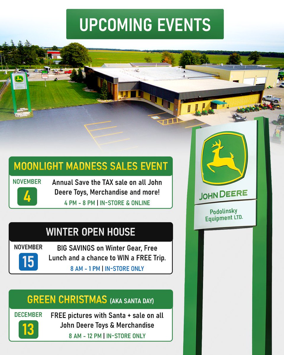 🍂 Fall is here, and we've got some exciting dates over the next few months you won't want to miss... From our annual Moonlight Madness Sale to our Kid's Club Green Christmas Event, there's something for everyone this season. Mark your calendars and stay tuned for more details!