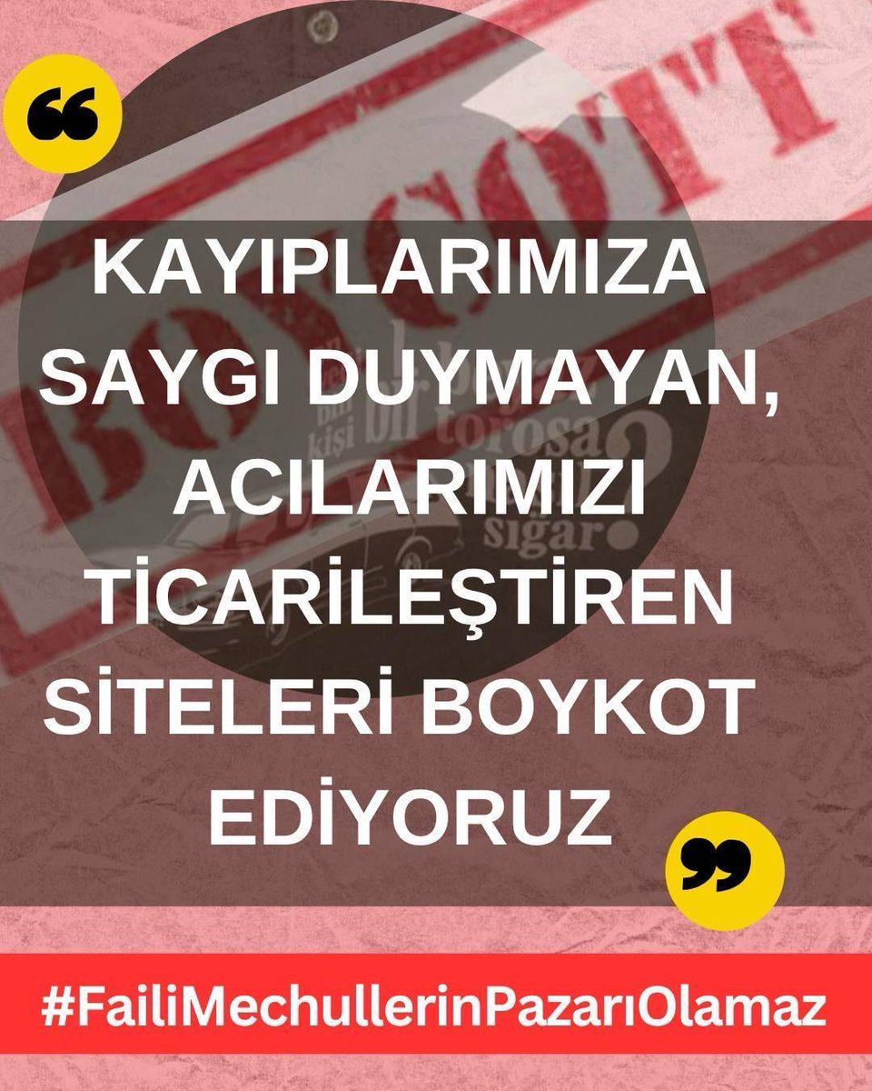 Hakikatlerle yüzleşerek, acılara saygı duyarak ve bu katliamcı zihniyeti kınayarak barışabiliriz. Çünkü #FailiMeçhullerinPazarıOlamaz