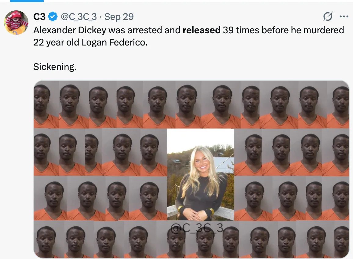 Will_Tanner_1's tweet photo. At this point, the regime exists to ensure black thugs can get away with killing random, innocent white people

There is no other reason to let a felon out of jail 39 times

There is no other reason not to hang a thug who stabbed a 6-year-old to death

The only possible reason is that the regime enjoys seeing these murders and wants them to continue