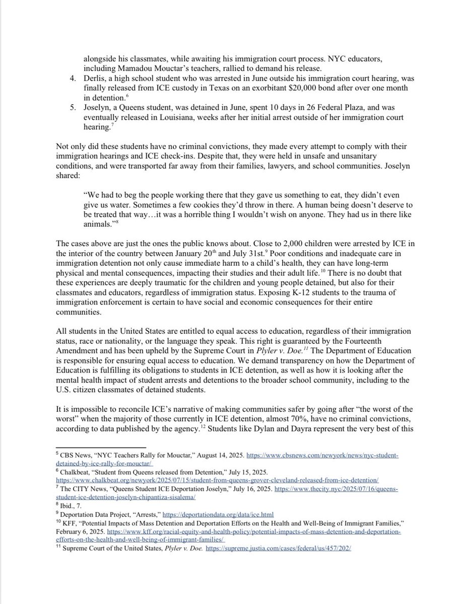 RepAOC's tweet image. ICE is using your tax dollars to target children.

A child in my district was deported days before the start of the school year.

We are demanding answers on why K-12 students are being arrested and whether @usedgov is fulfilling their obligations to students in custody.