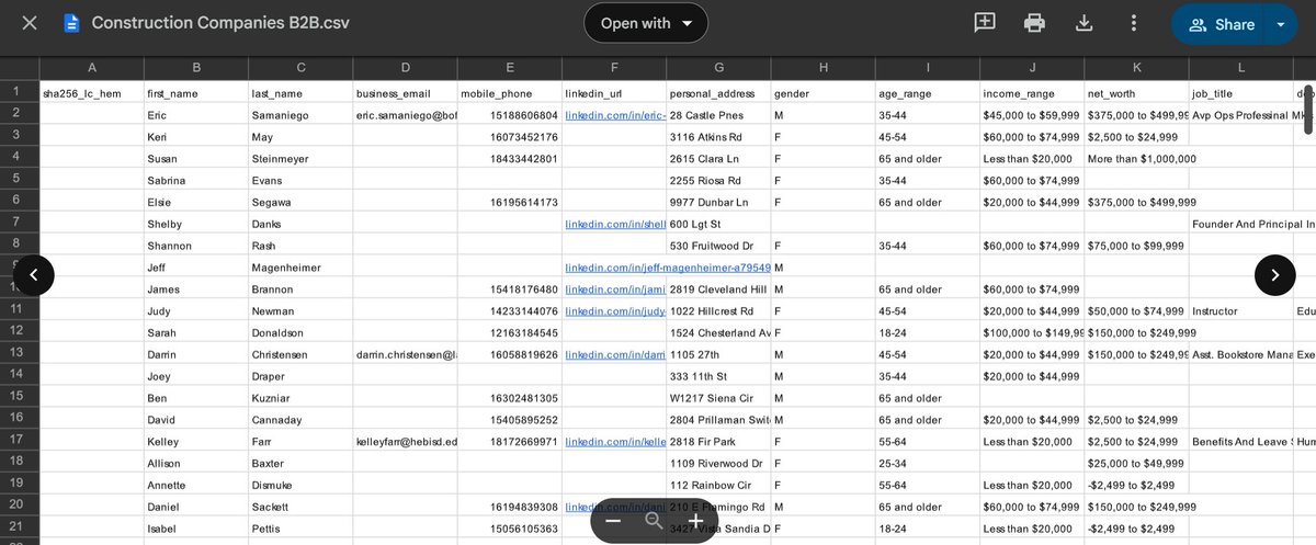 AlexCiereszko's tweet image. Just scraped a NEW & VERIFIED LIST of CONSTRUCTION COMPANY Decision Makers
This list includes emails, phone numbers and LinkedIn profiles of owners, directors, project heads, and procurement leads.
Normally goes for $1797, but I’m sharing it here today.
Want the full list?…