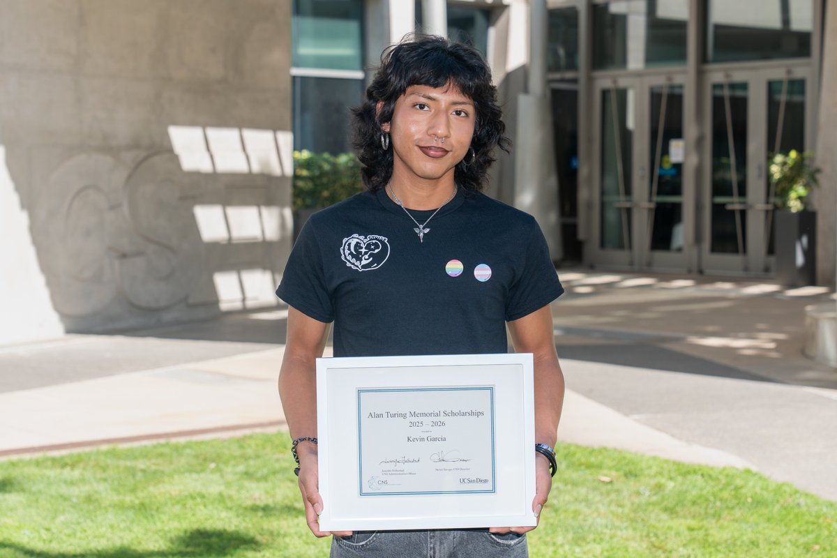 CNS is proud to announce that two undergraduate students have been awarded the Alan Turing Memorial Scholarships this year. Kevin Garcia, a UCSD sophomore majoring in political science: public policy and business economics, is among the recipients.  cns.ucsd.edu/?p=11810