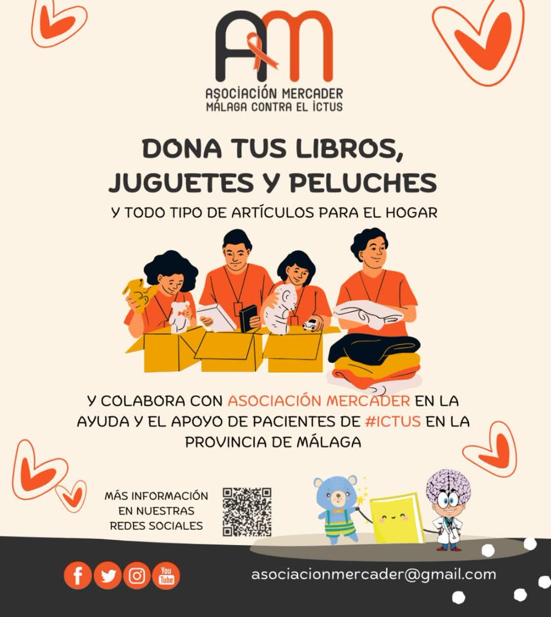 Necesitamos tu ayuda  #AsociaciónMercader ❤️ ¿Tienes libros, juguetes, ropa y demás artículos en buen estado?
Dónalos y apoyarás un sector de la sociedad que nos necesita.
Te esperamos: martes y jueves de 10 a 12 C.C. San Julián,  camino guadalmar a la loma 24,  Churriana 🫂
