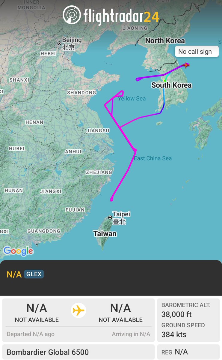 OSINTMilTracker's tweet image. 🇺🇲 U.S. Military Bombadier Global 6500 high-altitude reconnaissance mission on a long distance looking for Intel on China and #NorthKorea 👀

fr24.com/3c87f24e
