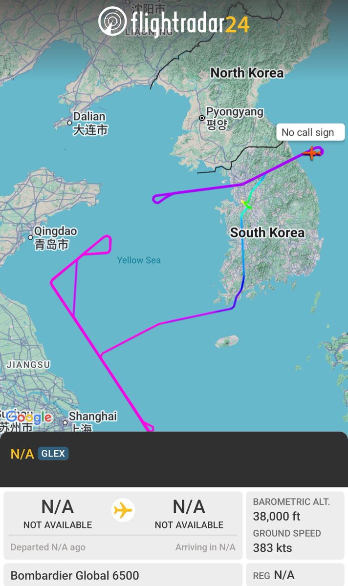 OSINTMilTracker's tweet image. 🇺🇲 U.S. Military Bombadier Global 6500 high-altitude reconnaissance mission on a long distance looking for Intel on China and #NorthKorea 👀

fr24.com/3c87f24e