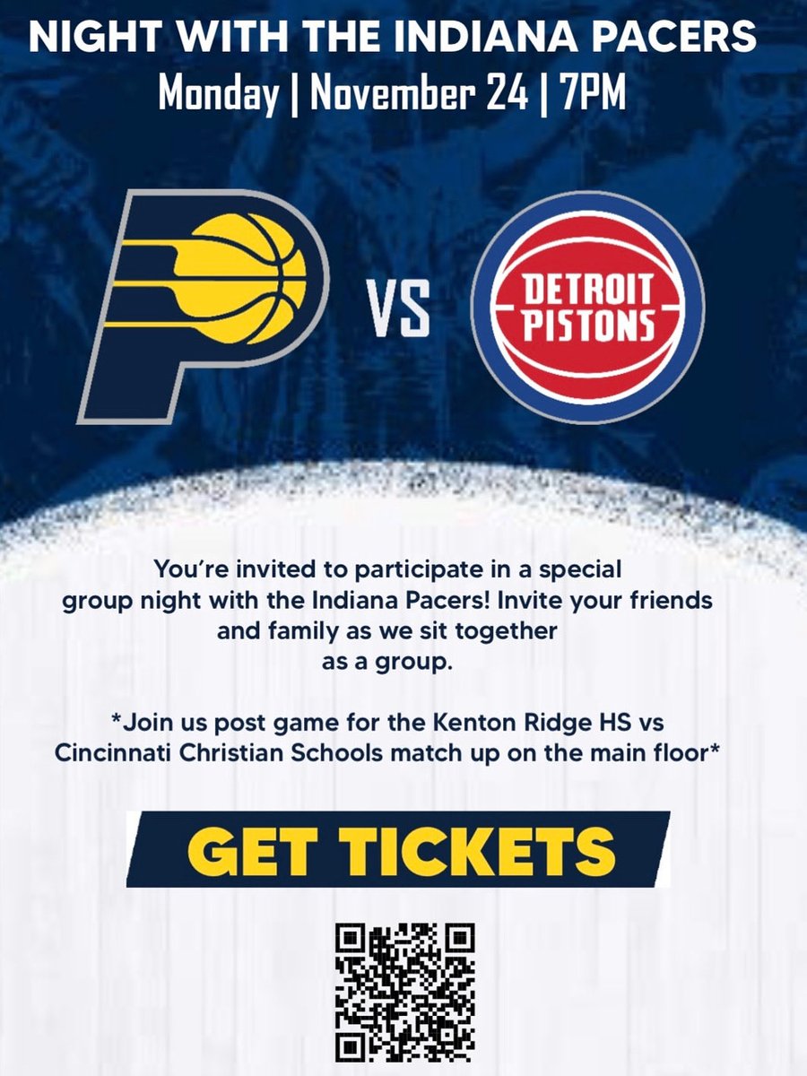 ccs_boys_bball's tweet photo. CCS Boys Basketball will be playing at Gainbridge Fieldhouse on Monday, November 24th! Come watch the Pacers take on the Pistons and stick around afterwards to watch CCS play Kenton Ridge on the main floor!

Purchase tickets at https://t.co/Zjehhjpo8R

#GoCougars https://t.co/j9XazDWXEu
