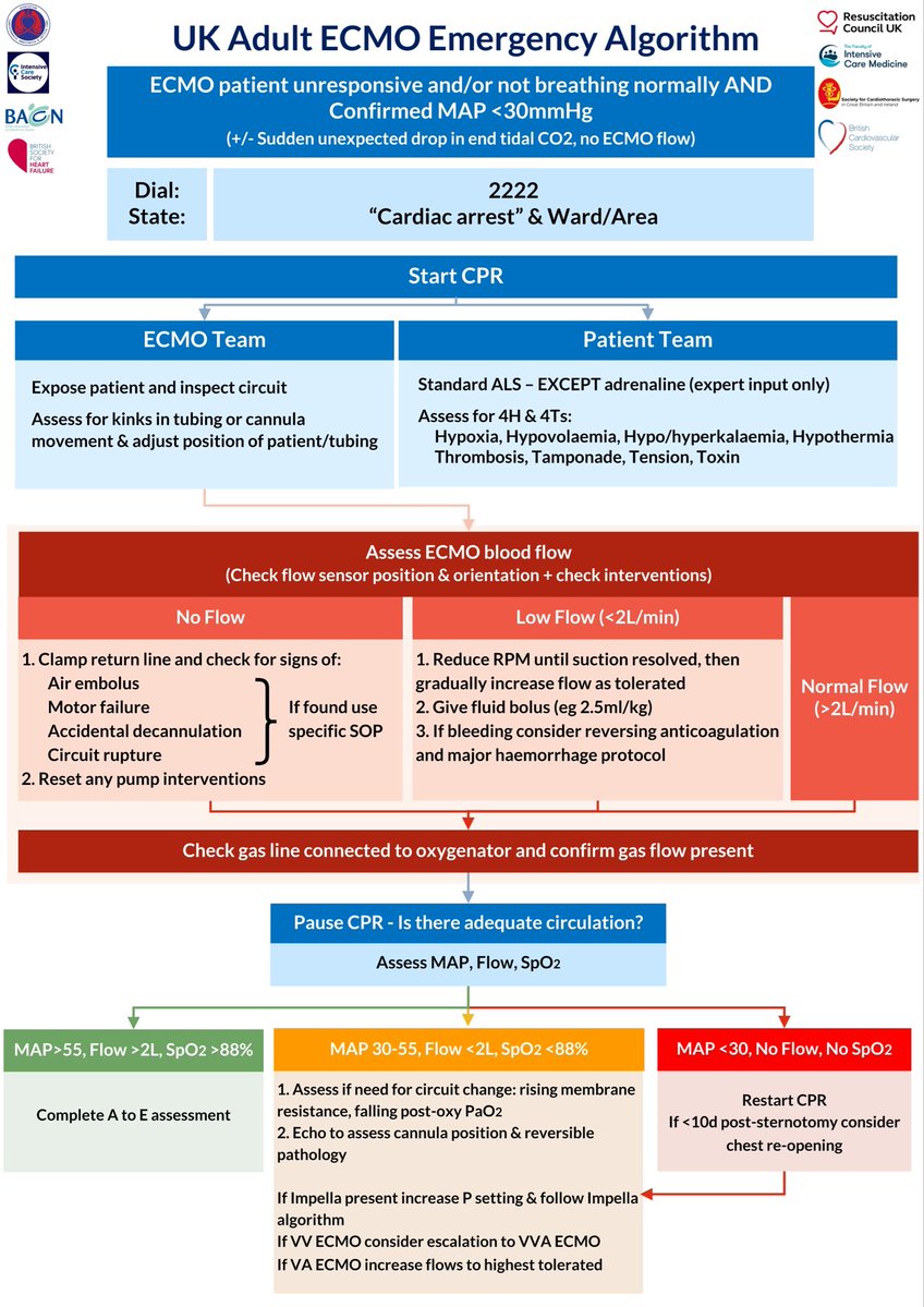 DrWaqasAkhtar's tweet image. British societies guideline on management of emergencies in patients on ECMO

🫀Recognition of cardiac arrest
🏥 Team structure
🕵️ Early troubleshooting 

@BritishCardioSo @FICMNews @ICS_updates @BACCNUK @SCTSUK @BSHeartFailure @ResusCouncilUK @ACTACCUK 

link.springer.com/article/10.100…