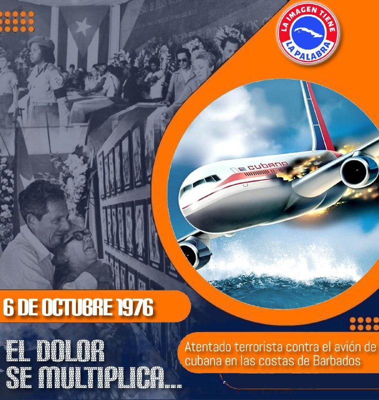 6/10/1976
Crimen de Barbados ..No podemos decir que el dolor se comparte. El dolor se multiplica. Millones de cubanos lloramos hoy junto a los seres queridos de las víctimas del abominable crimen. ¡Y cuando un pueblo enérgico y viril llora, la injusticia tiembla!..
#CubaVive