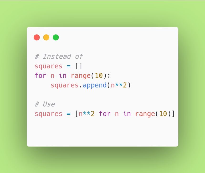 seniorpythondev's tweet image. 💡 Python Interview Tip:
When interviewers ask you about list comprehension, don’t just explain the syntax, show how it improves readability and performance.
Example:
✅ Cleaner
✅ Faster
✅ More “Pythonic”
If you’re a Python developer looking for your next opportunity, or…