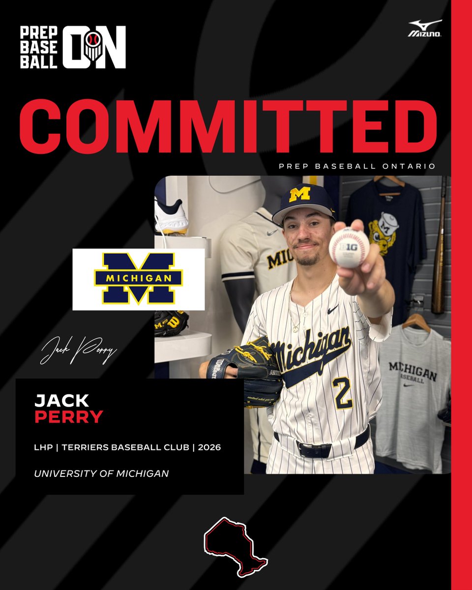PrepBaseballON's tweet image. 🚨𝐂𝐎𝐌𝐌𝐈𝐓𝐌𝐄𝐍𝐓 𝐀𝐋𝐄𝐑𝐓🚨

'26 LHP Jack Perry (@TerrierTeams) has announced his commitment to the University of Michigan.

Perry was one of the top uncommitted arms in the class.

@JackPerry07 | @umichbaseball