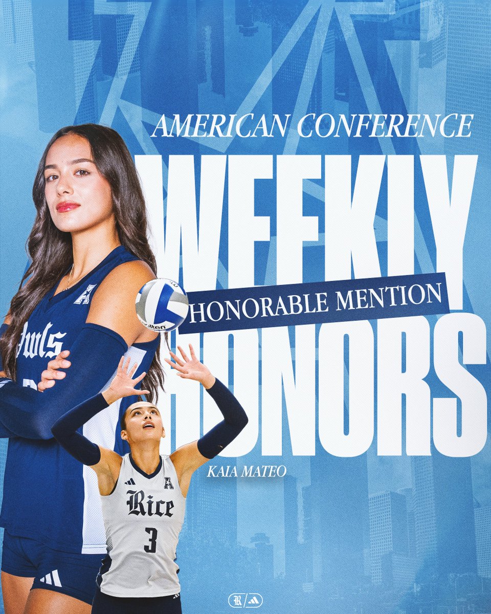 RiceVolleyball's tweet photo. Congratulations Kaia Mateo 👏

📰 https://t.co/a0nPYnYtBI

#GoOwls 👐 https://t.co/tyhodpCs0D
