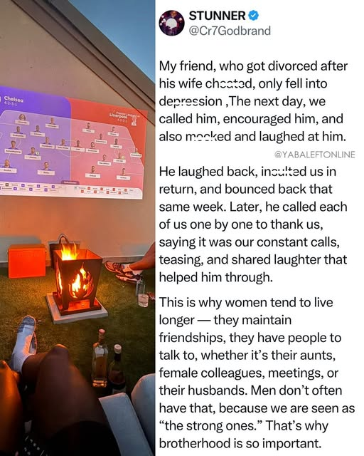 yabaleftonline's tweet photo. "Brotherhood is important" – Man emphasizes the importance of gatherings after his friend's divorce. https://t.co/7QLWrUZAC0
