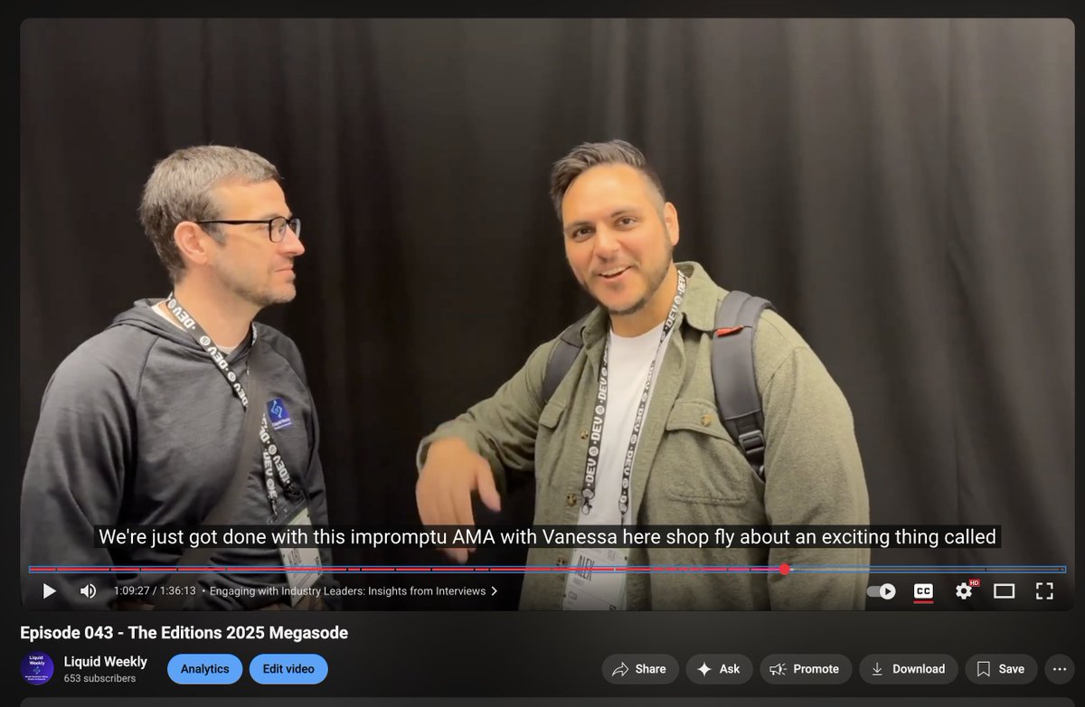 TRPage_dev's tweet image. Excited for this next episode of the @LiquidWeekly Podcast to drop on Thursday with @devwithalex 

This time for a proper interview, instead of the time @kmeister2000 and I ambushed him after a talk at Editions