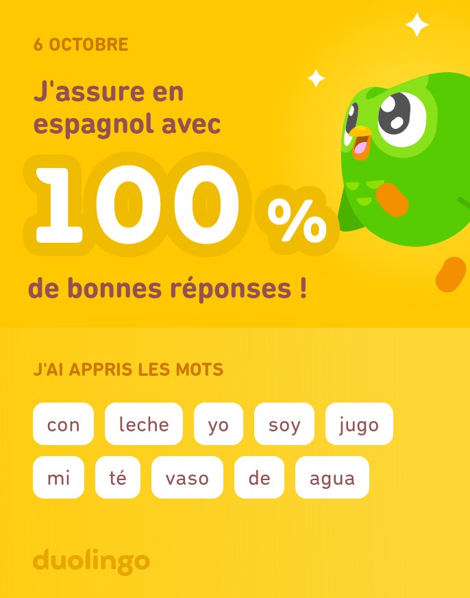 allyloon's tweet photo. J'apprends l'espagnol avec Duolingo ! C'est gratuit, fun et efficace. https://t.co/Ar4RKDz0Ww