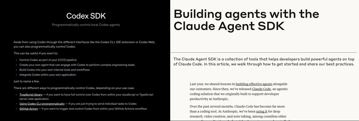 codex sdk and claude agent sdk are gonna unlock so many possibilities for building actual agent workflows

the timing with openai dev day feels like we're finally getting the right primitives to build something real