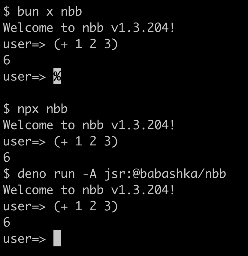 borkdude's tweet image. Nbb: the easiest way to script in ClojureScript on node, bun and deno

github.com/babashka/nbb

#clojure #clojurescript #nbbcljs