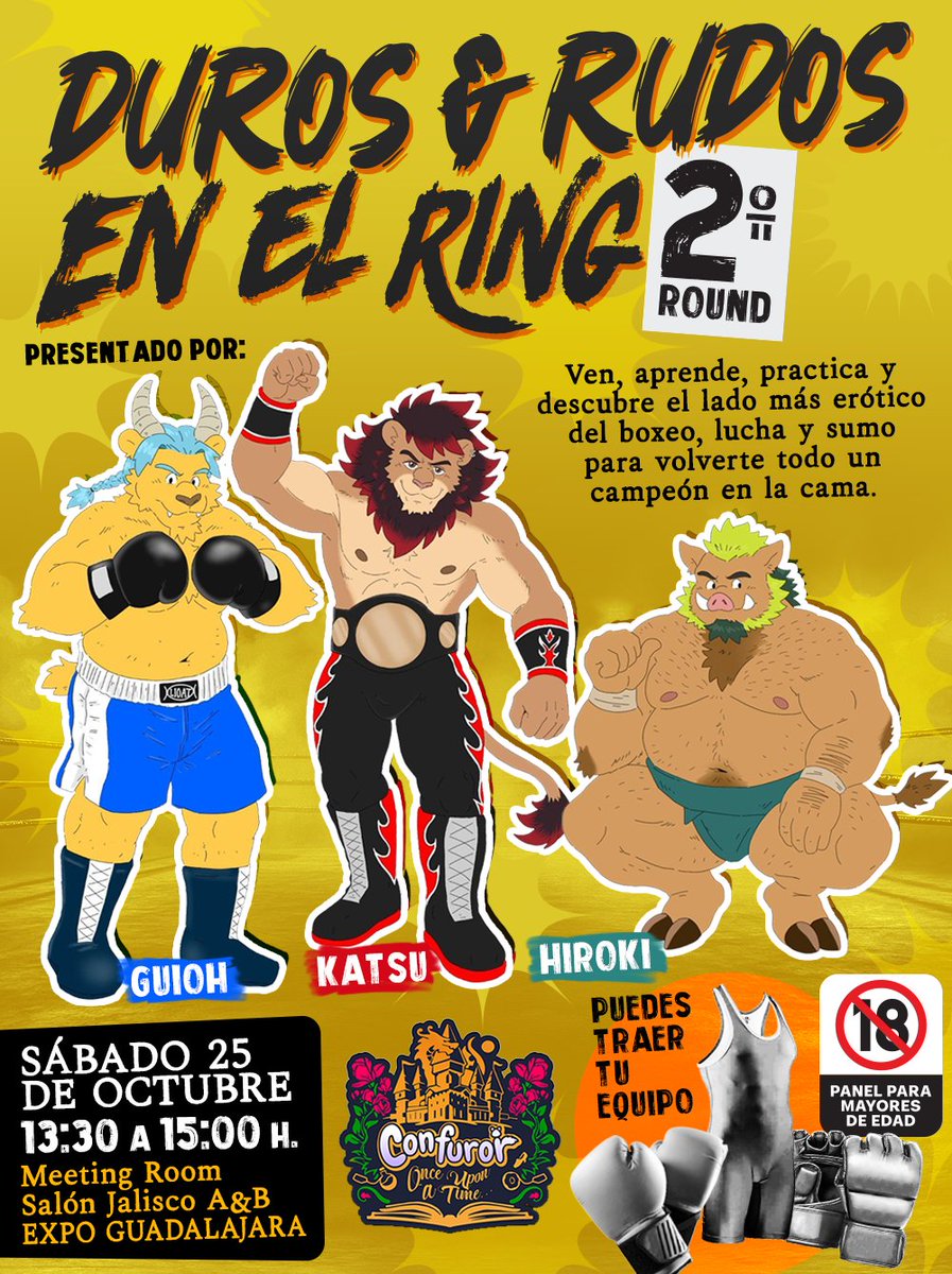 TheLioat's tweet photo. Este Sábado 25 de Octubre en @Confuror estaré presentando el panel "Duros y Rudos en el Ring" junto con @Yamatsumi3 y @Sumo_Jabali.

Abordaremos el tema de la agonofília en disciplinas de deportes de contacto así como un poco de práctica de paso... 

Los esperamos! 🤘🥊🤼‍♀️💦 https://t.co/NgWj2kjoHM
