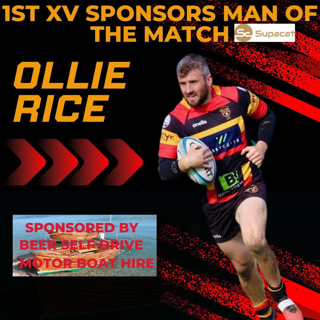 This week's Man of the Match as selected by our match sponsors <a href="/SupacatLtd/">Supacat</a>, is Ollie Rice.
Well done Ollie.
 #hrfc #honiton #UTT #manofthematch