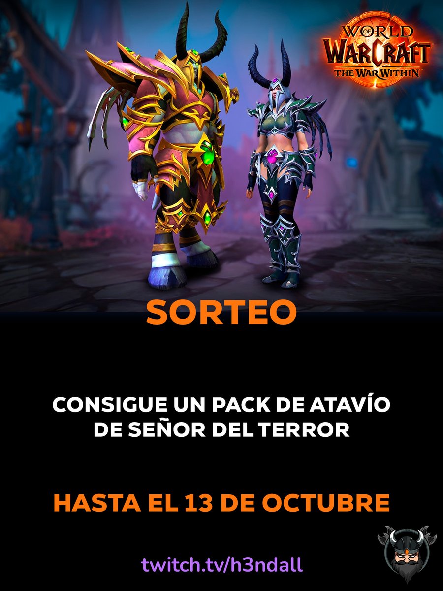H3ndall's tweet image. 🚨 SORTEO 🚨

Con motivo de la llegada de #LegionRemix y gracias a @Warcraft_ES, os sorteo un Pack de atavío de Señor del Terror.

Requisitos:

❤️ Follow
🔄 RT
✍️ Comenta qué clase te harás en Legion Remix

📅 Hasta el 13 de Octubre
🇪🇺 Solo EU

#WoW_Partner