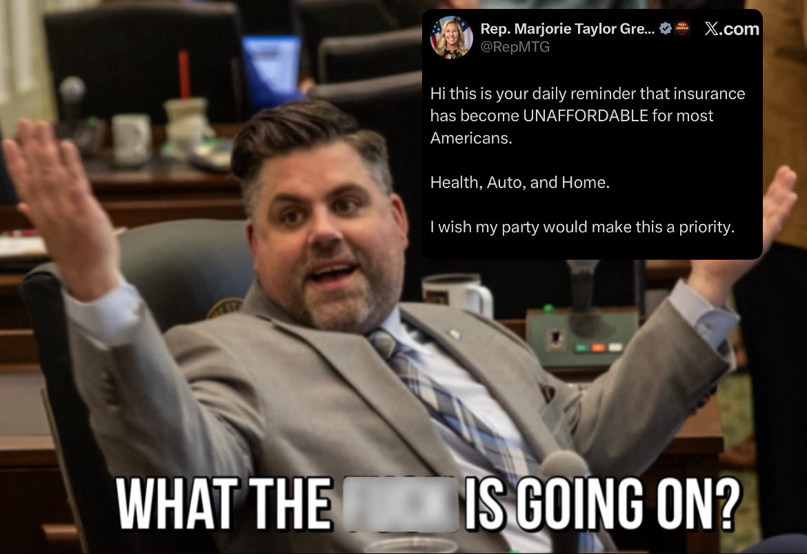 Ope! It happened again! 1st I agreed w/ Ted Cruz (about upholding the 1st Amendment) then Trump (that idiots are runnin’ 🇺🇸 ) &amp; now Marjorie Taylor Greene, who is right about insurance costs &amp; I wish her party would make ⬇️ those costs a priority too! I’m so confused! lol. 🤷‍♂️