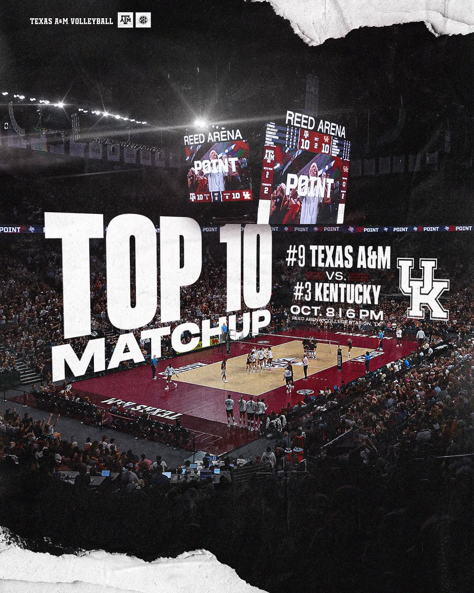 AggieVolleyball's tweet image. First ever Top 10 volleyball matchup in Reed Arena, time to shine @12thman ‼️

Wednesday, 6 p.m. 👍

#GigEm // #AggieVB
