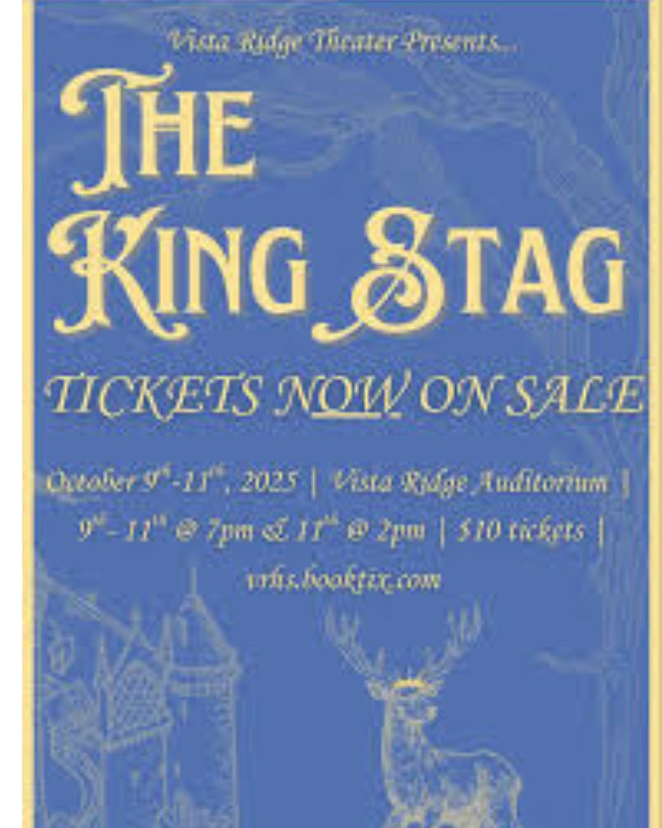 VRHS presents The King Stag this week! You can see it Oct. 9-11 @7:00pm and also at 2:00pm on Oct. 11. For tickets, go here: vrhs.booktix.com/dept/VRHS/e/TKS