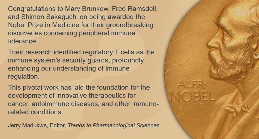 TrendsinPharma's tweet image. View their related research published in #CellPress journals  cell.com/nobelprize 

Read an article by Shimon Sakaguchi, #NobelPrize winner, published in Cell Press Trends in Pharmacological Sciences cell.com/trends/pharmac…