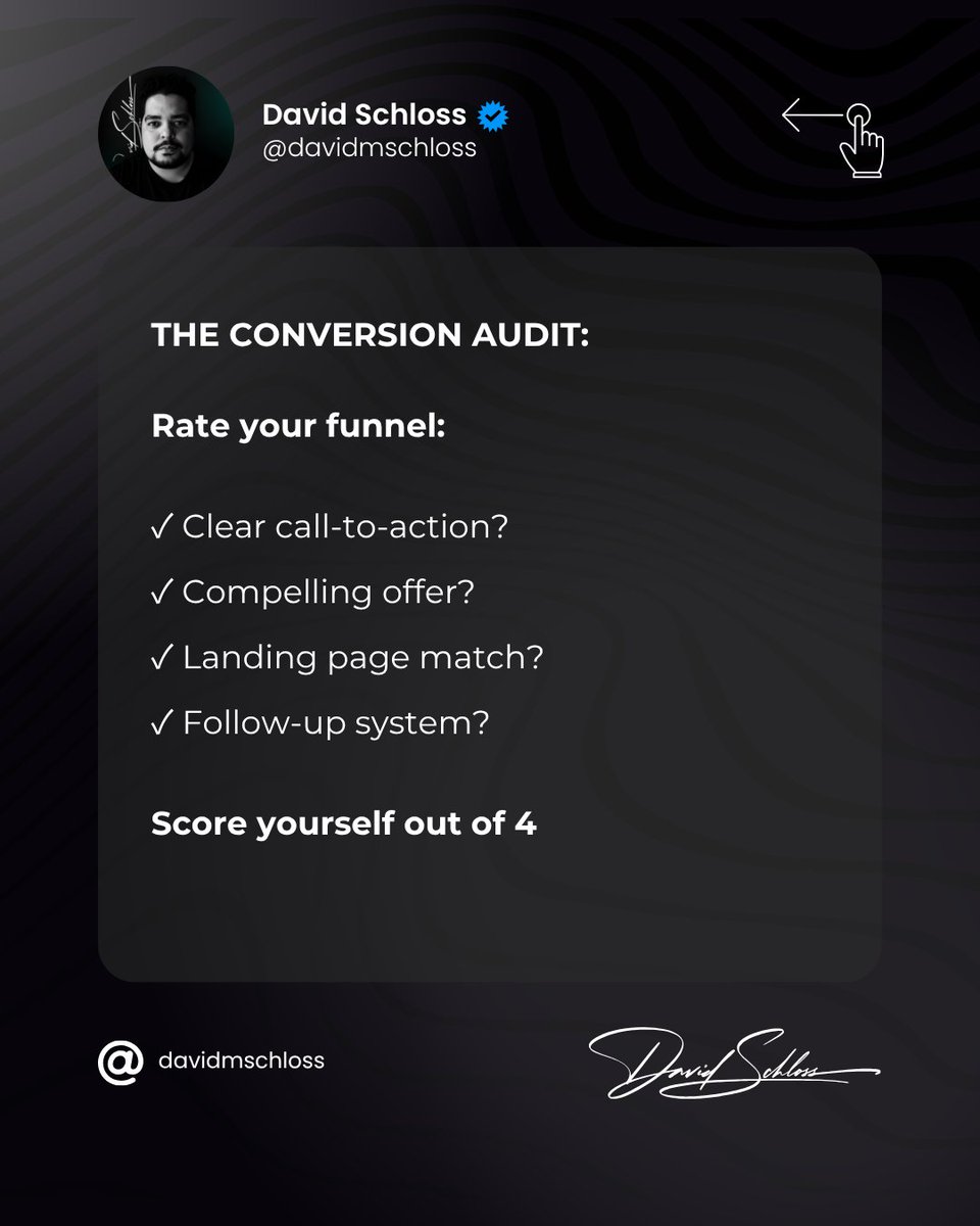 davidmschloss's tweet image. 7/10

📊 The “Conversion” Audit

#CRO #PerformanceMarketing