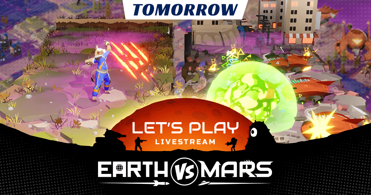 RelicLabsGames's tweet photo. 📢 Our #EarthVsMars Let’s Play livestream is happening tomorrow!  👽🛸 Beam over to https://t.co/s9ek1JcWTC at 10AM PT/1PM ET to catch the alien invasion in real time. https://t.co/lL6kb0XnJk