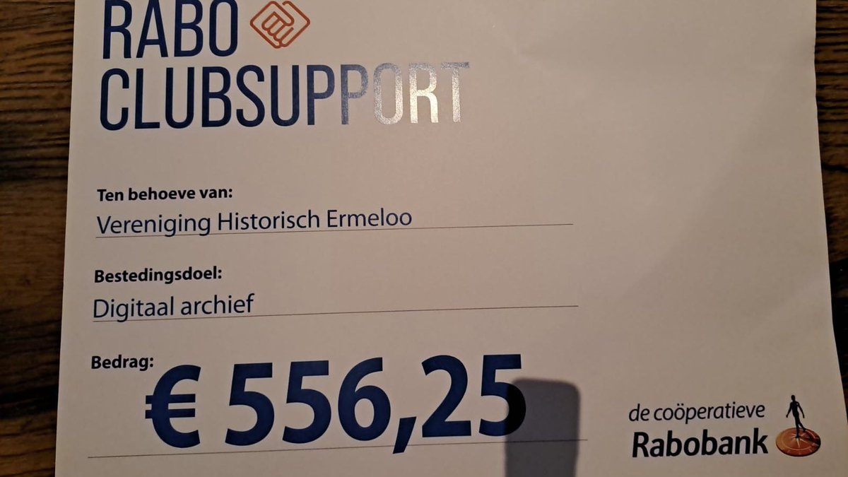 Vanavond mocht onze vereniging dit mooie bedrag in ontvangst nemen. We zijn blij met #raboclubsupport en bedanken ook de mensen die op ons gestemd hebben