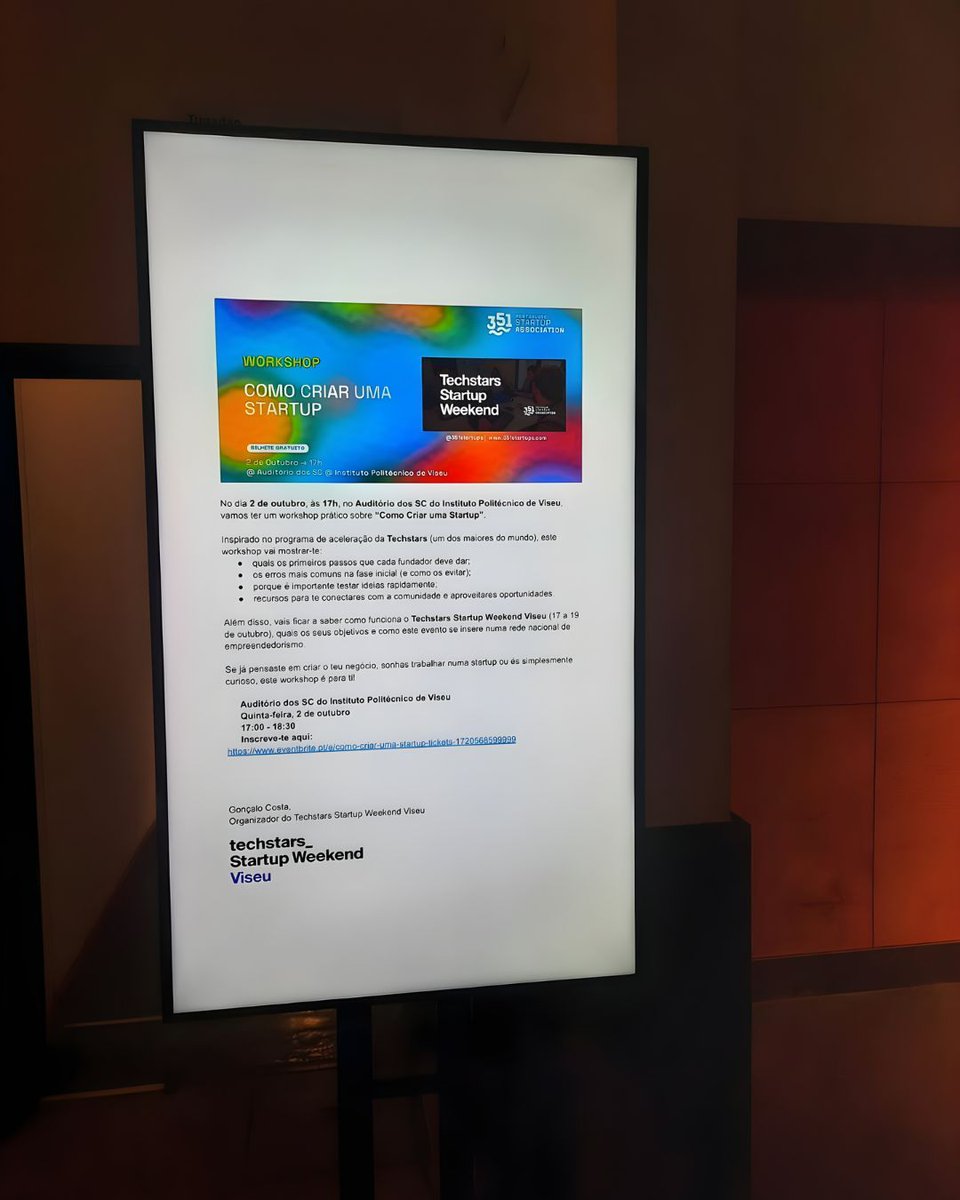 Startup351's tweet image. Startup energy, local vibes, and a room full of ideas ready to grow. 💡 
Our workshop in Viseu, led by Gonçalo Costa, was full of energy, ideas &amp;amp; local community spirit.

Next stop: Startup Weekend Viseu 🚀
Join us: eventbrite.pt/e/techstars-st… 

#Techstars #351Startups #TSViseu