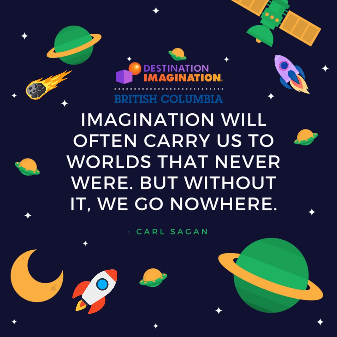 At Destination Imagination BC, we believe imagination is the key to unlocking creativity, problem-solving, and innovation. 🚀

#DestinationImagination #Imagination #Creativity #Innovation #CarlSagan #STEM #STEAM