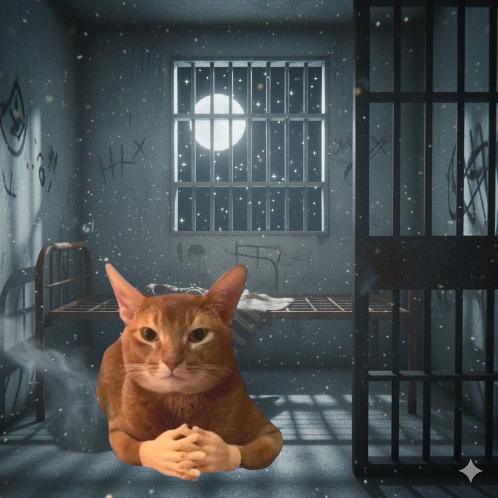Catwifhandsavax's tweet photo. Well it looks like Felix finally got caught. I guess his latest shenanigans were a bit to far. He will plan his escape in the morning. Nothing can stop a cat wif hands. https://t.co/dq8VS1ns66