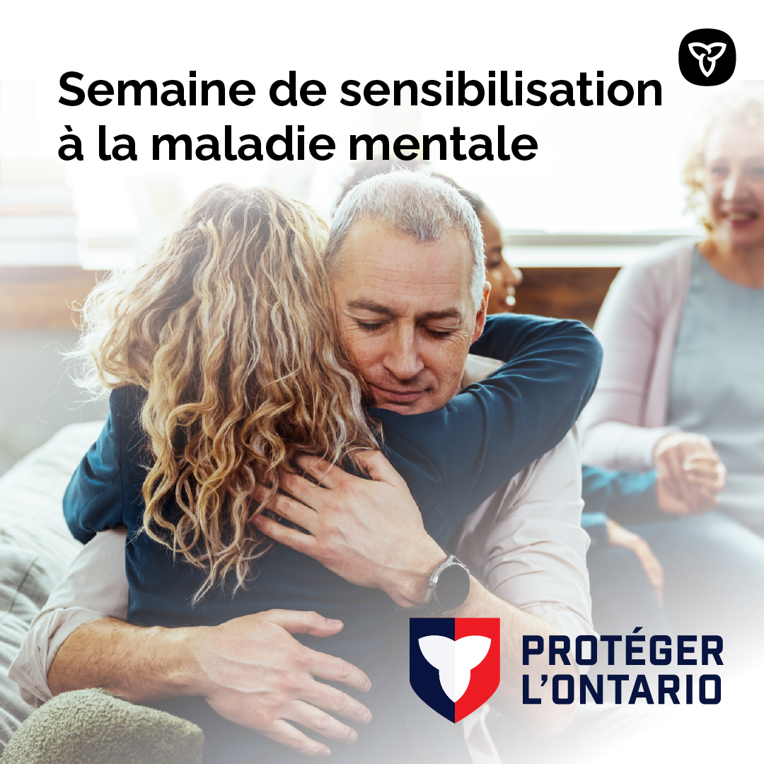 C’est la Semaine de la sensibilisation à la maladie mentale

Votre santé mentale est aussi importante que votre santé physique. Une personne sur cinq souffre d’une maladie mentale au Canada.

De l’aide existe.

Trouvez du soutien selon vos besoins :
ontario.ca/santementale