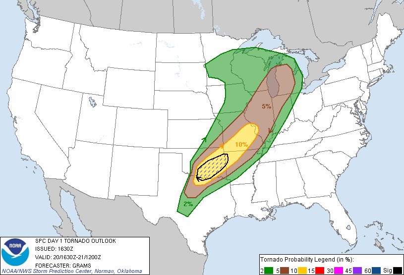 Fun fact: The two most recent EF5s have both happened in a 10%# tornado risk.