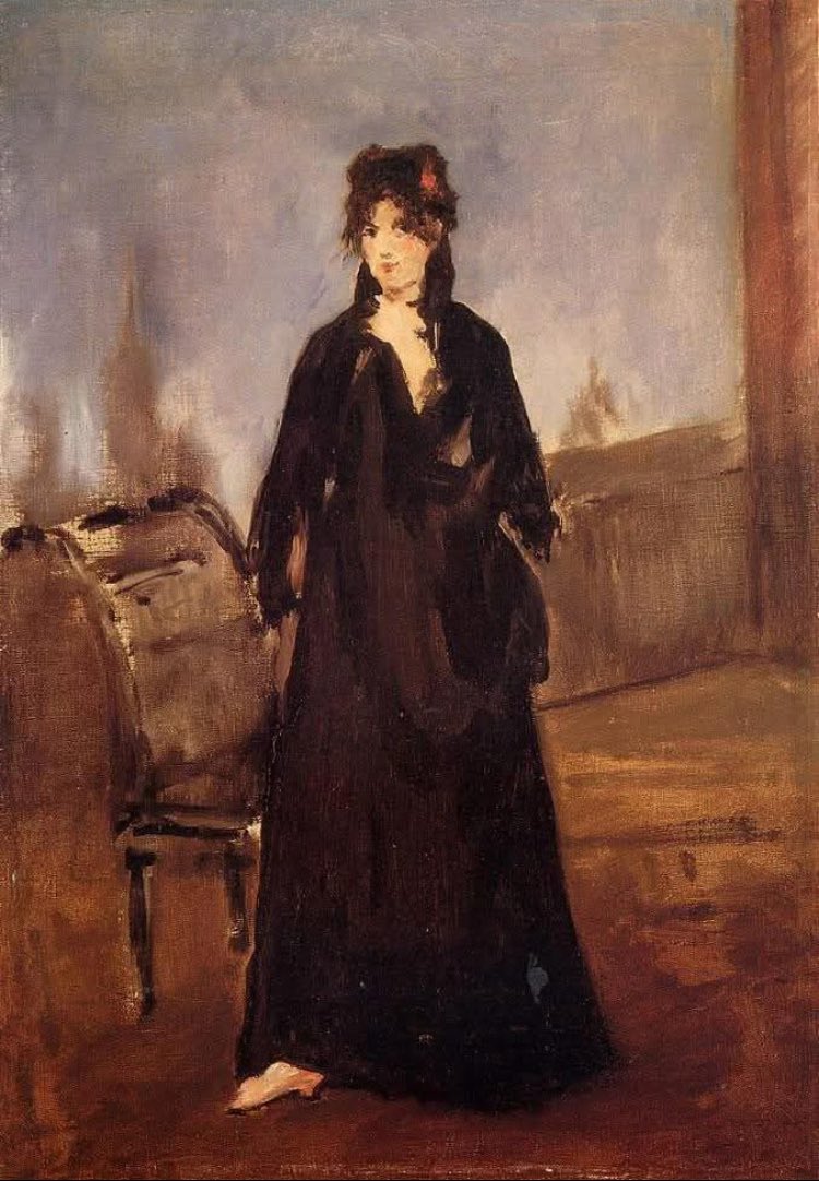 Édouard #Manet - Jeune femme à la chaussure rose (Portrait de Berthe #Morisot), 1868.
#peinture